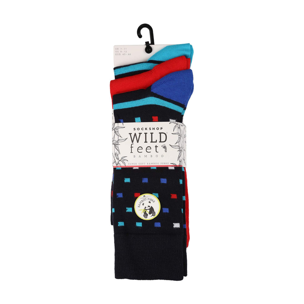 3 Pack Mens Colourful Modern Patterned Bamboo Dress Socks