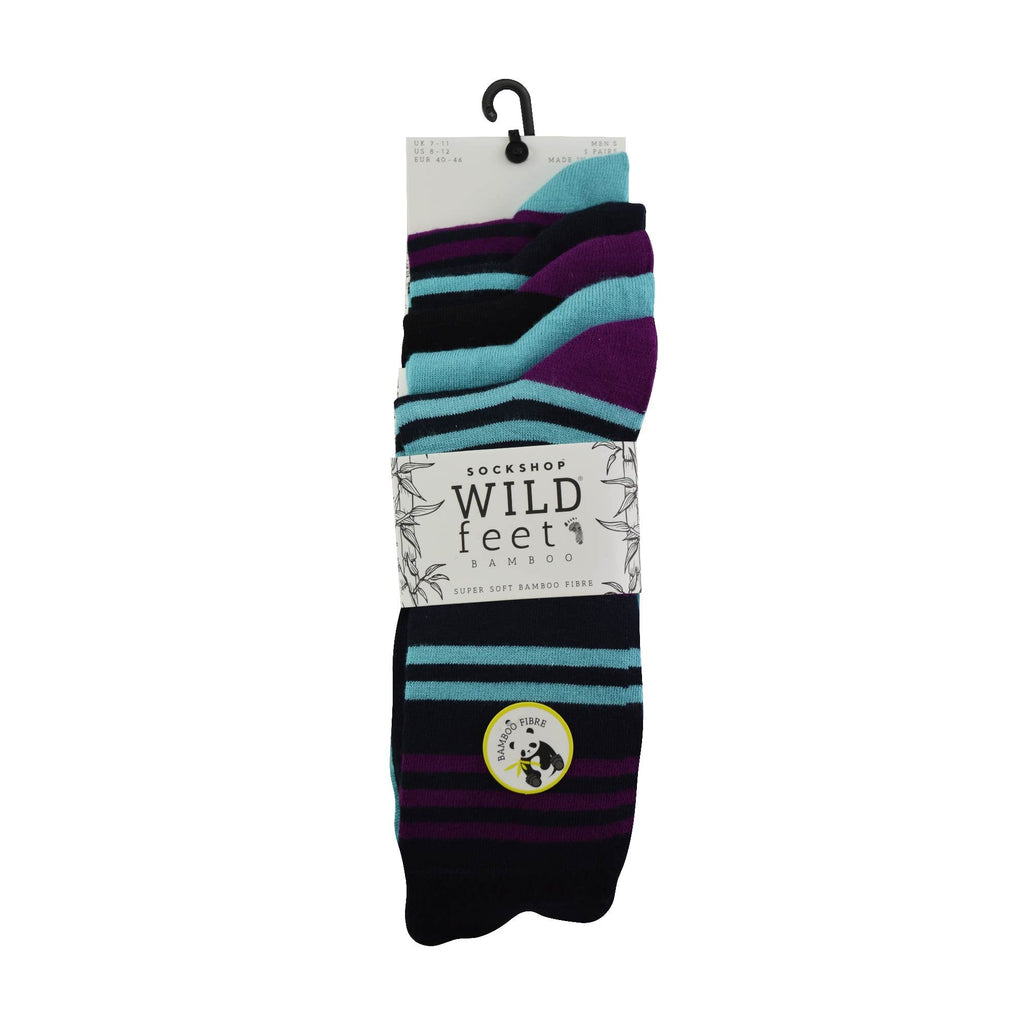 5 Pack Mens Colourful Striped Patterned Bamboo Dress Socks