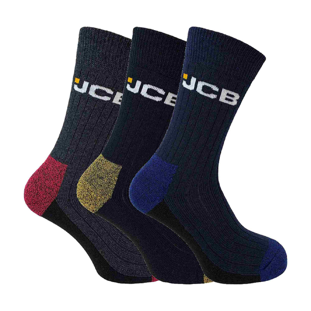 3 Pack Mens Boot Socks for Work with Cushioned Heel & Toe