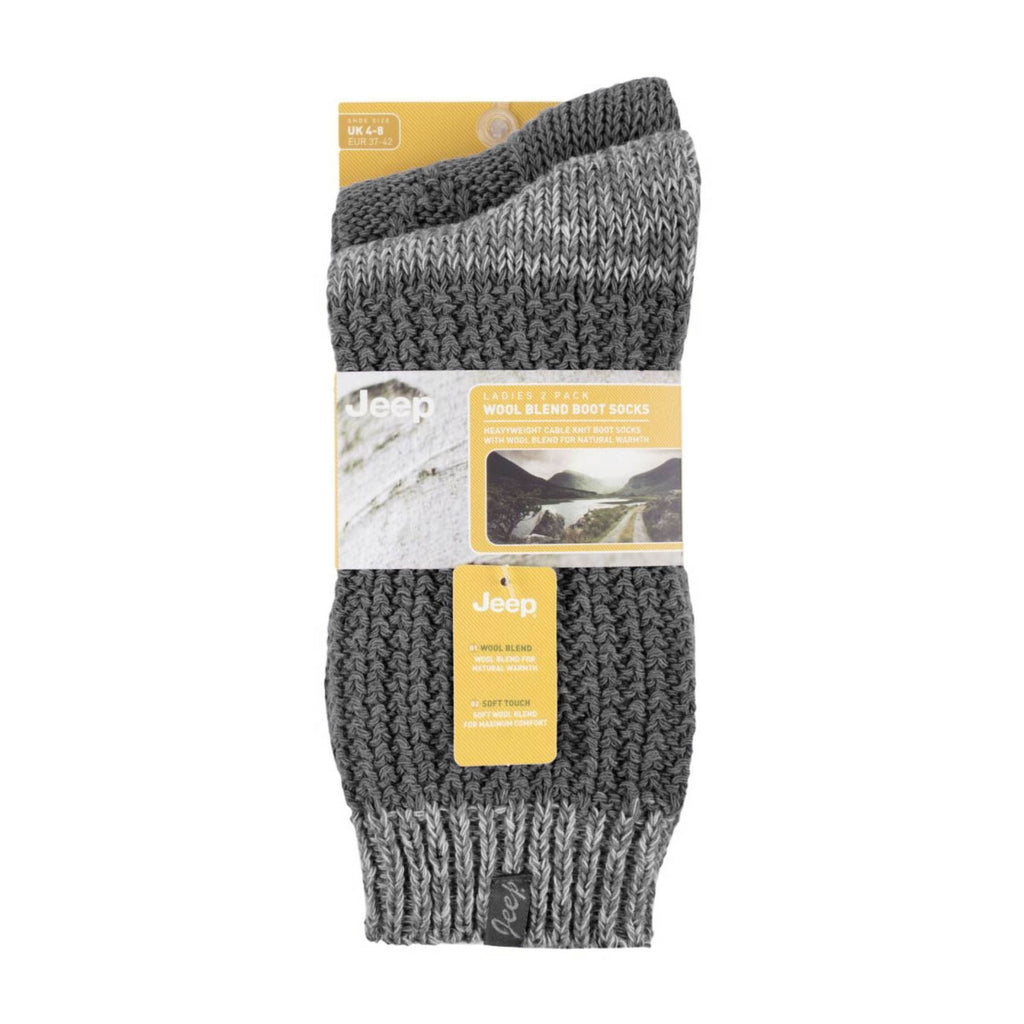 2 Pack Women's Wool Blend Cable Knit Boot Socks, Outdoor Socks