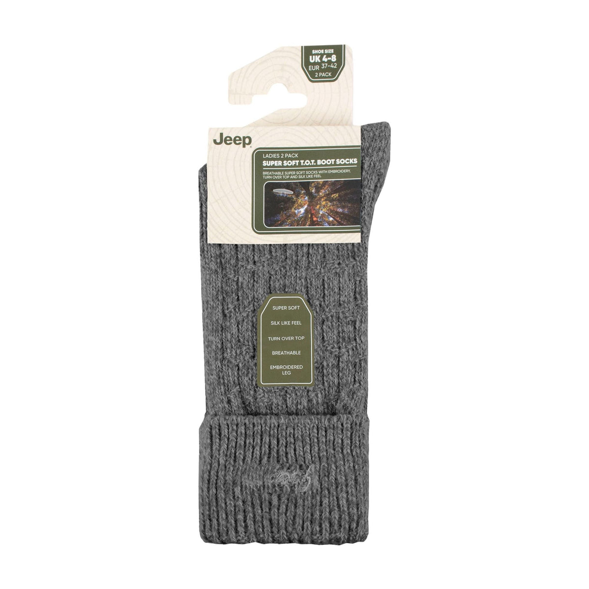 2 Pack Ladies Turn Cuff Boot Socks | Performance Polyester Walking Socks
