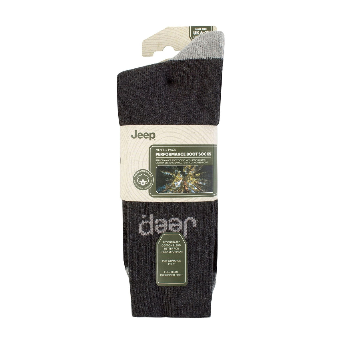 Men's 4 Pack Recycled Cotton Boot Socks | Thick Knit Full Cushioned Socks