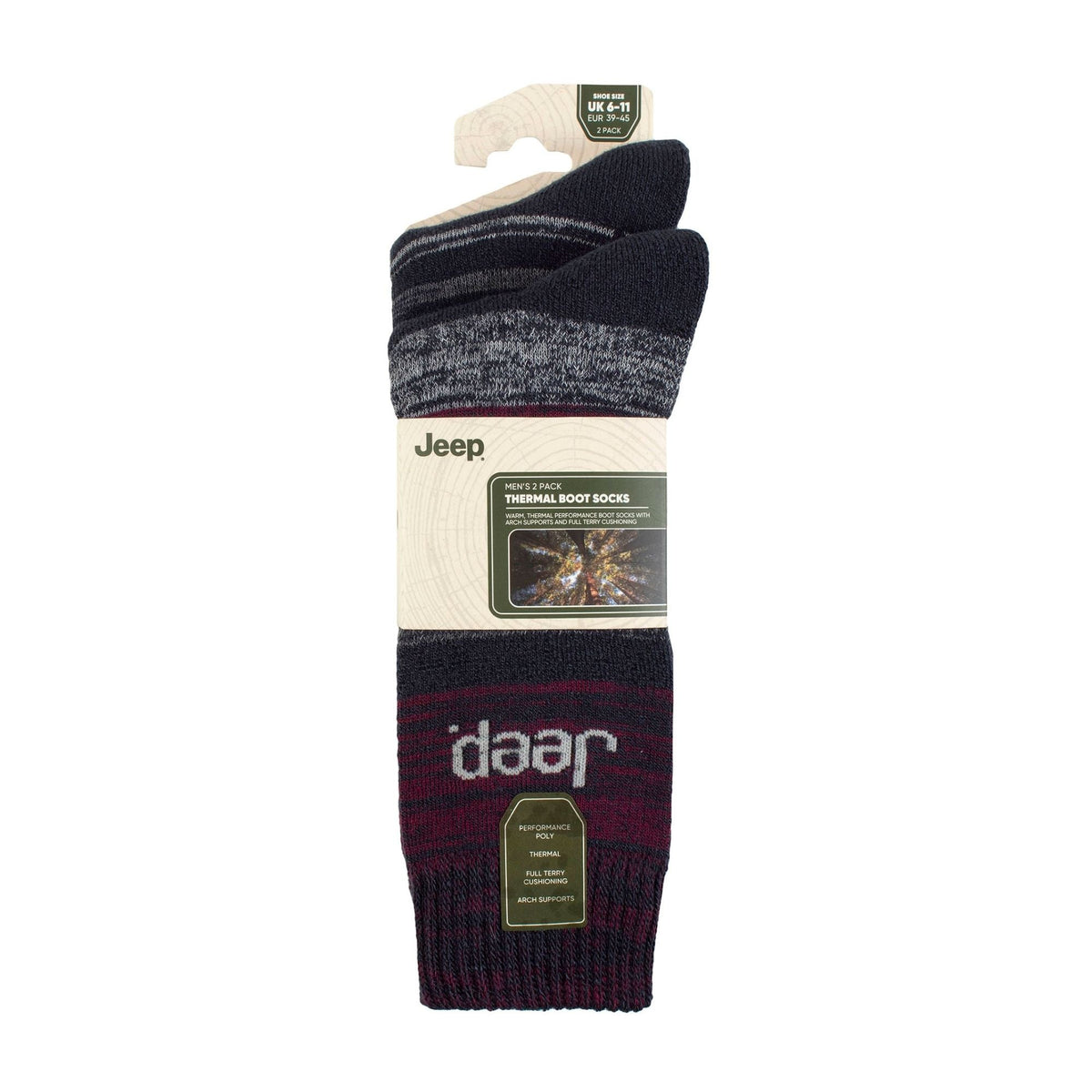 Jeep Men’s 2 Pack Thermal Boot Socks