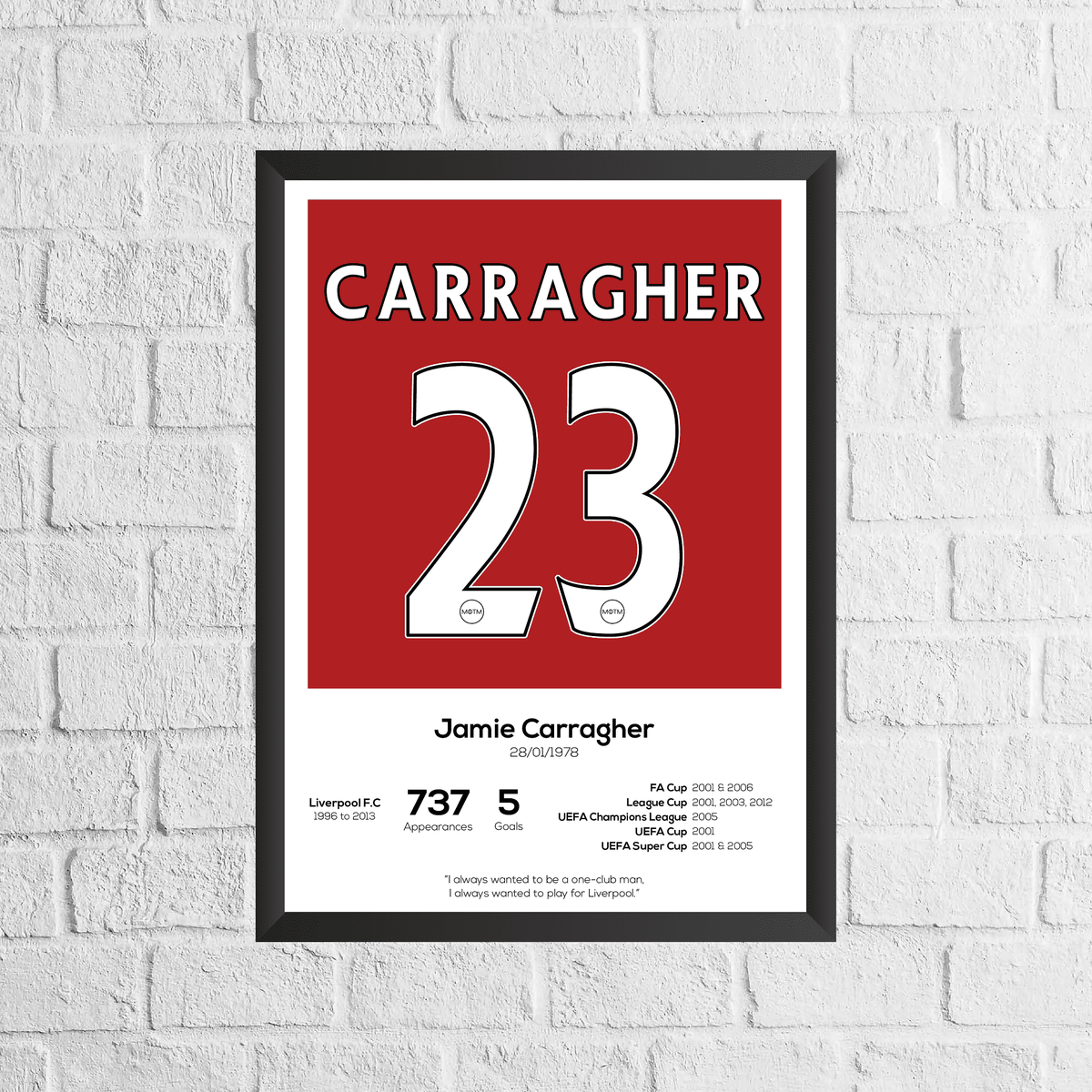 Jamie Carragher Legend Stats Print