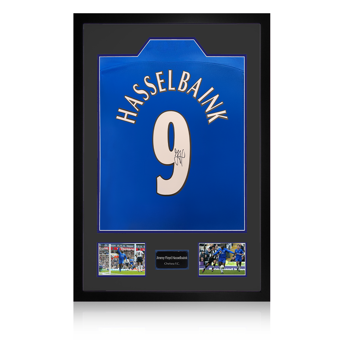 Jimmy Floyd Hasselbaink Signed Chelsea Shirt Premium Frame