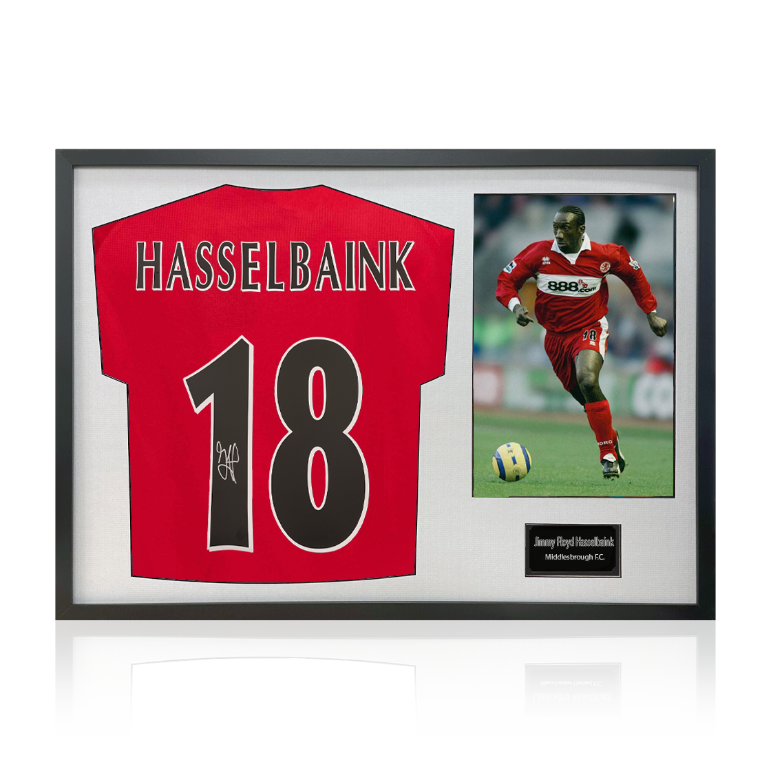 Jimmy Floyd Hasselbaink Signed Middlesbrough Shirt Classic Frame