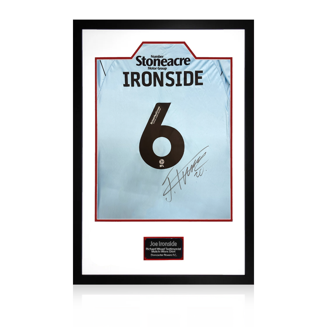 Joe Ironside Match-Worn & Signed Doncaster Rovers Shirt Premium Frame