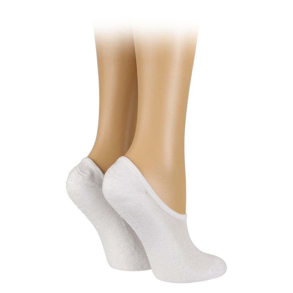 2 Pack Ladies Bamboo No Show Socks | Novelty Cushioned Socks with Heel Grip