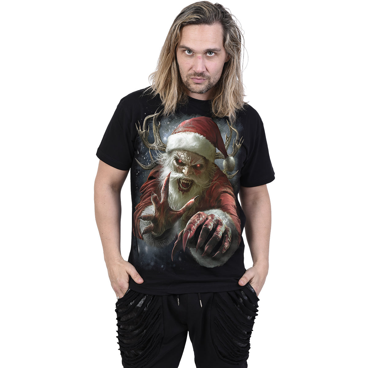 NAUGHTY OR NICE SANTA - T-Shirt Black