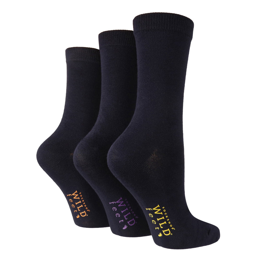 6 Pack Ladies Bamboo Socks: Plain Dress Socks with Unique Foot Patterns