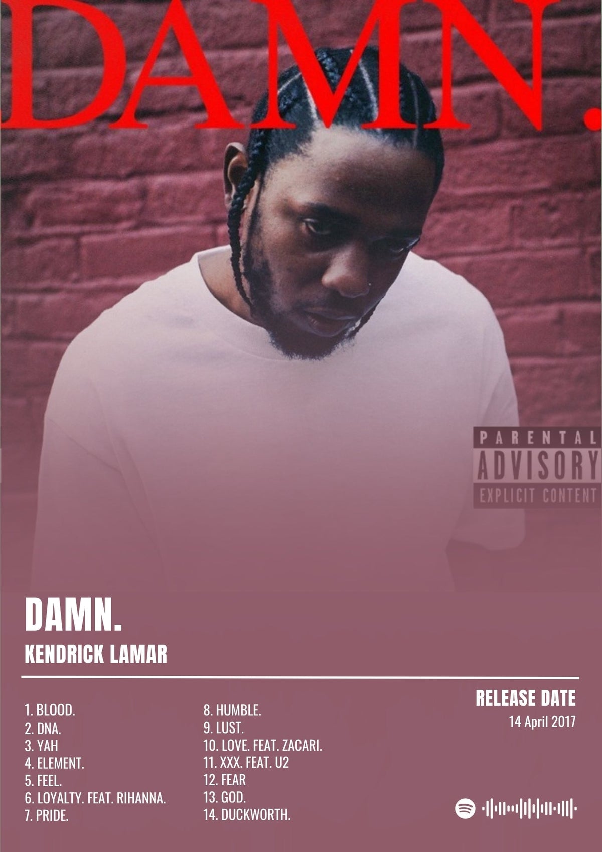 DAMN. - Kendrick Lamar Inspired Album Poster