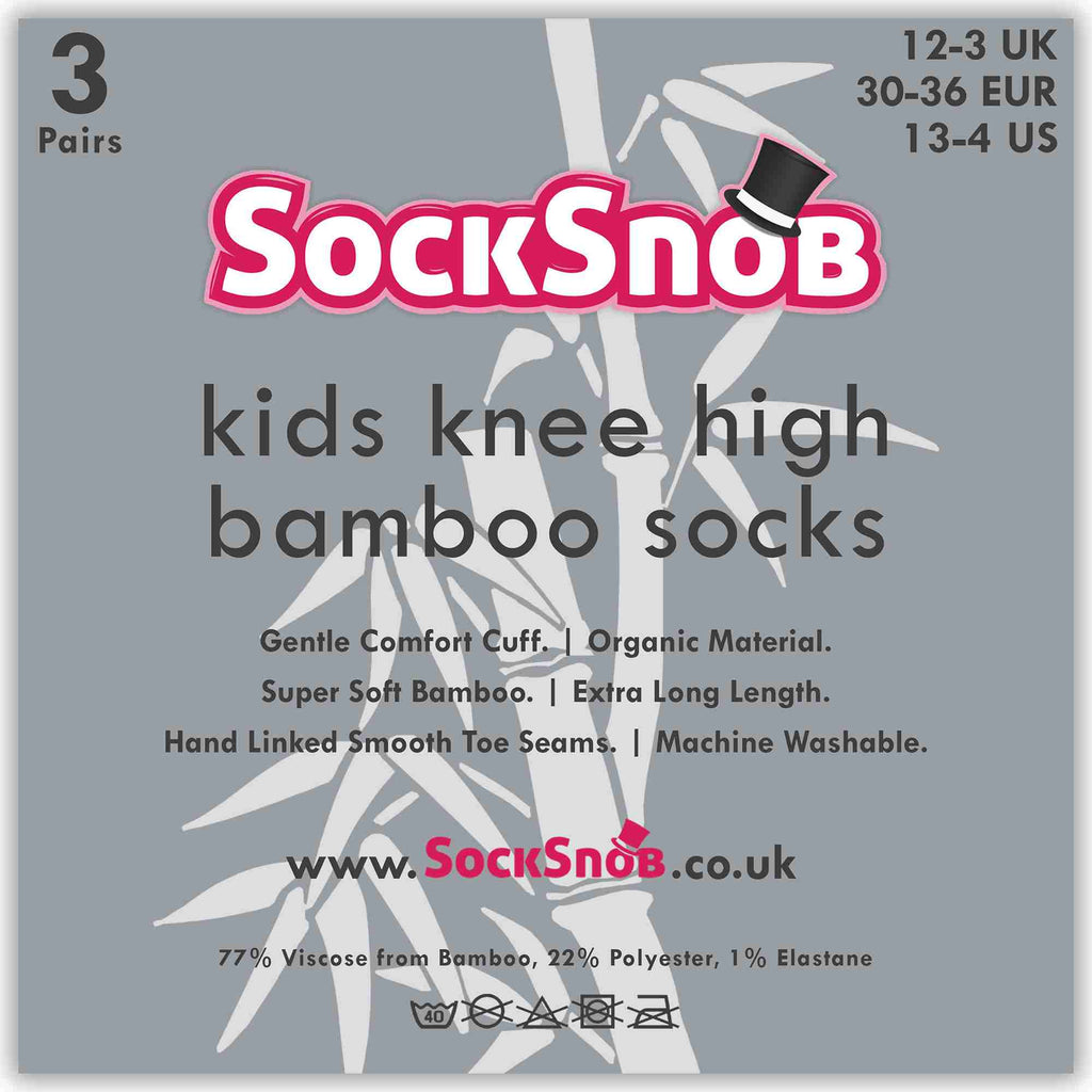 12 Pair Kids Knee High Soft Bamboo Multicoloured School Socks