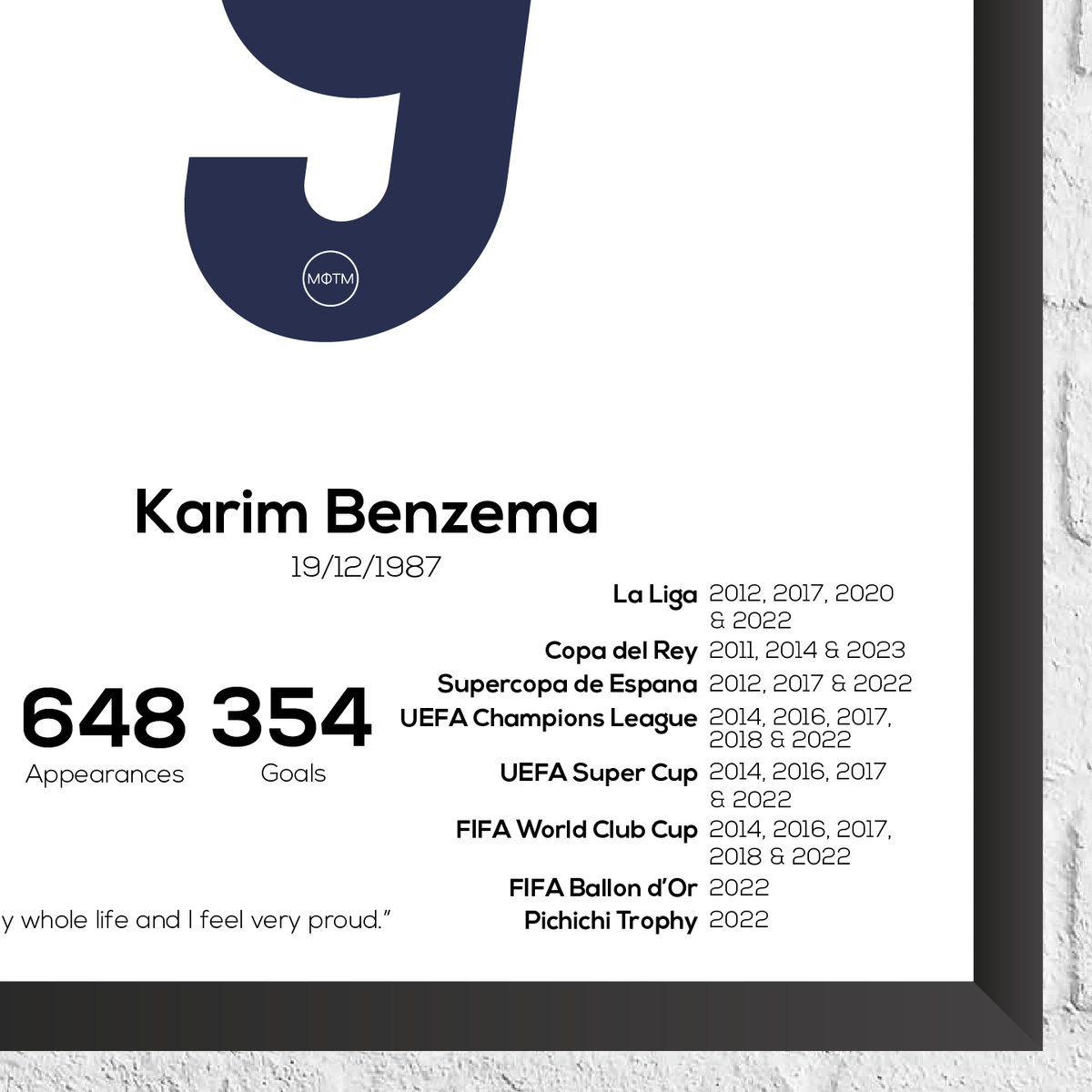 Karim Benzema Legend Stats Print