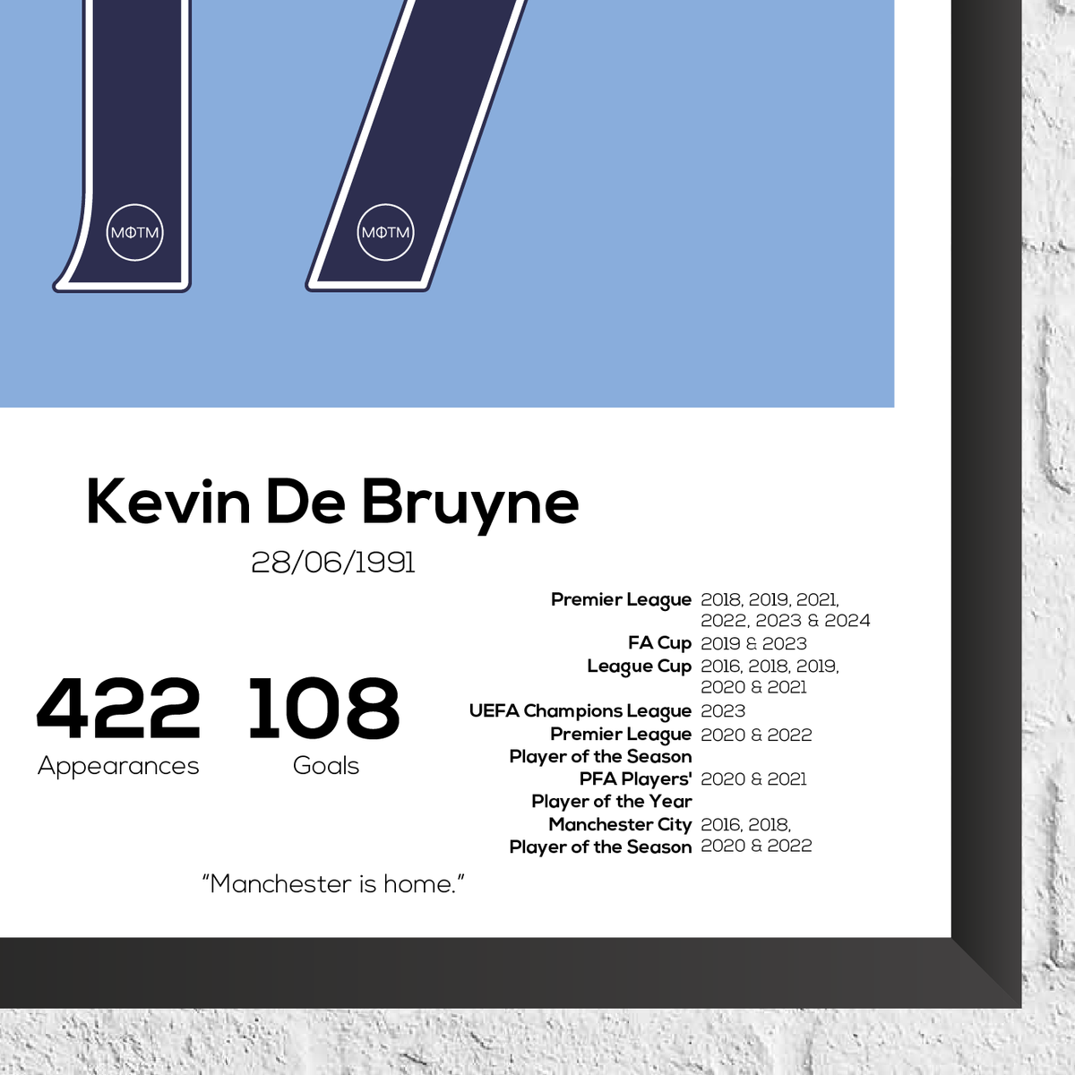 Kevin De Bruyne Legend Stats Print