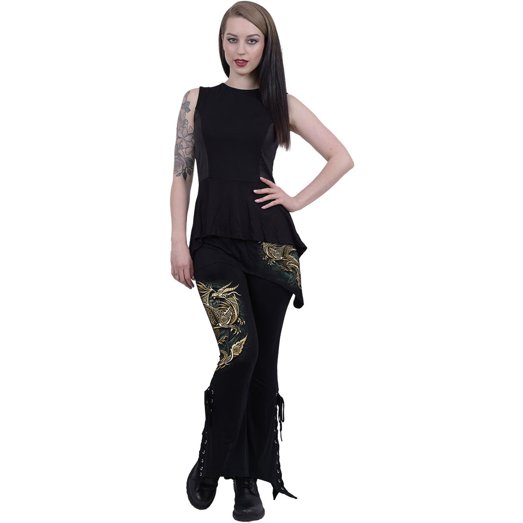 CELTIC DRAGON - 2in1 Boot-Cut Leggings with Micro Slant Skirt