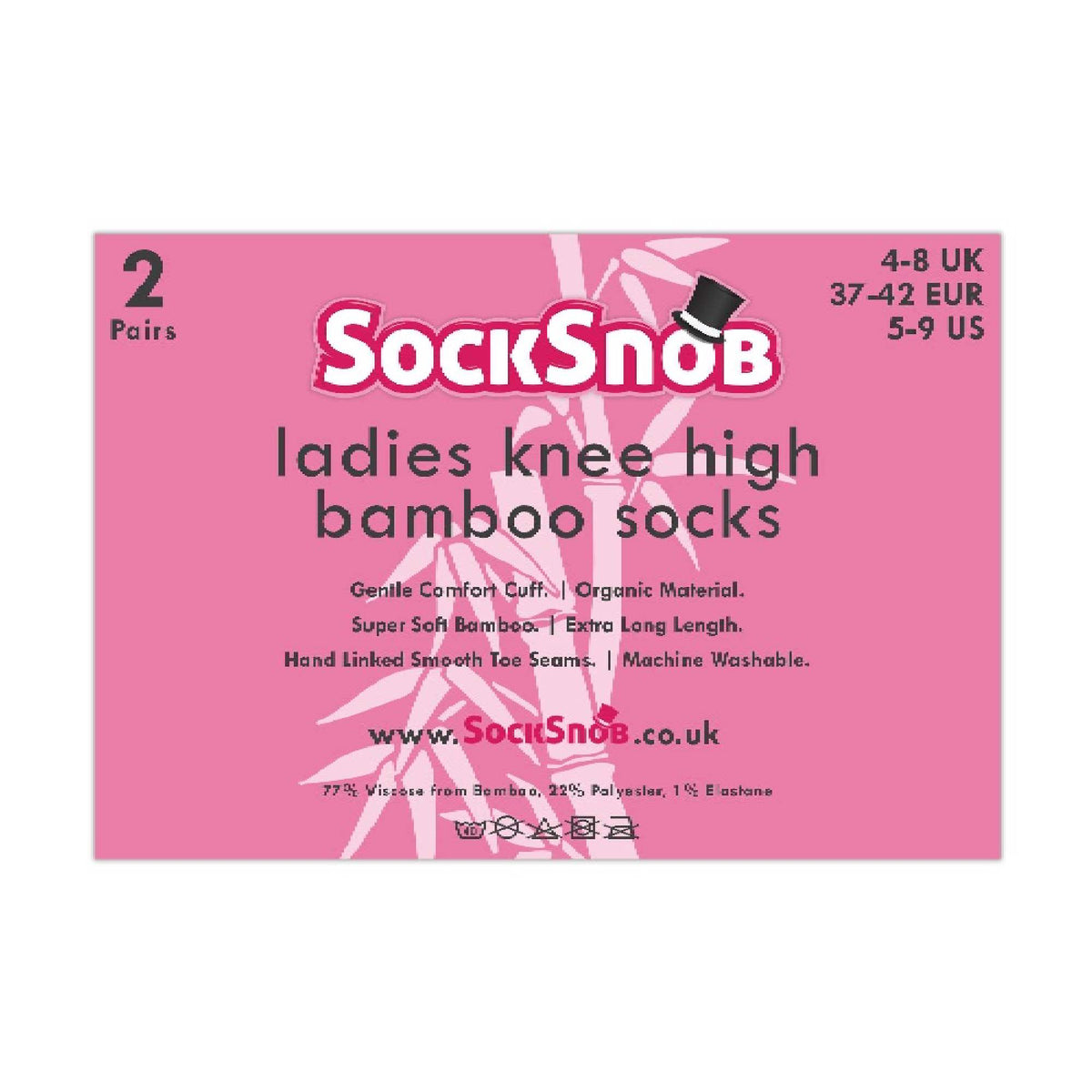 2 Pack Ladies Extra Long Patterned Knee High Bamboo Socks