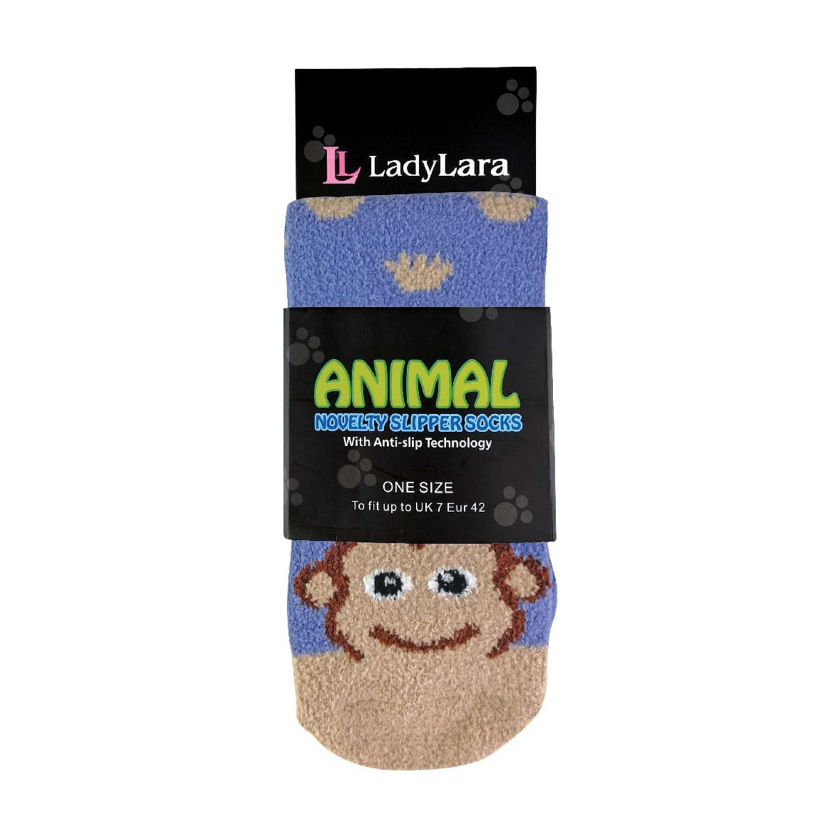 1 Pack Ladies Fluffy Animal Pattern Slipper Socks with Grips