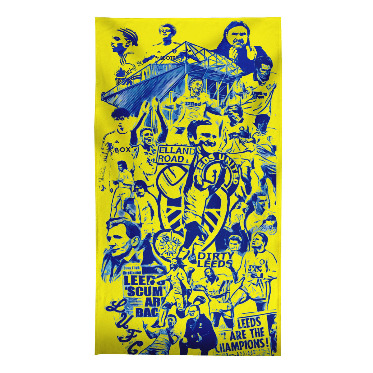Leeds - Blue Montage - Personalised Retro Lightweight, Microfibre Beach Towel - 150cm x 75cm