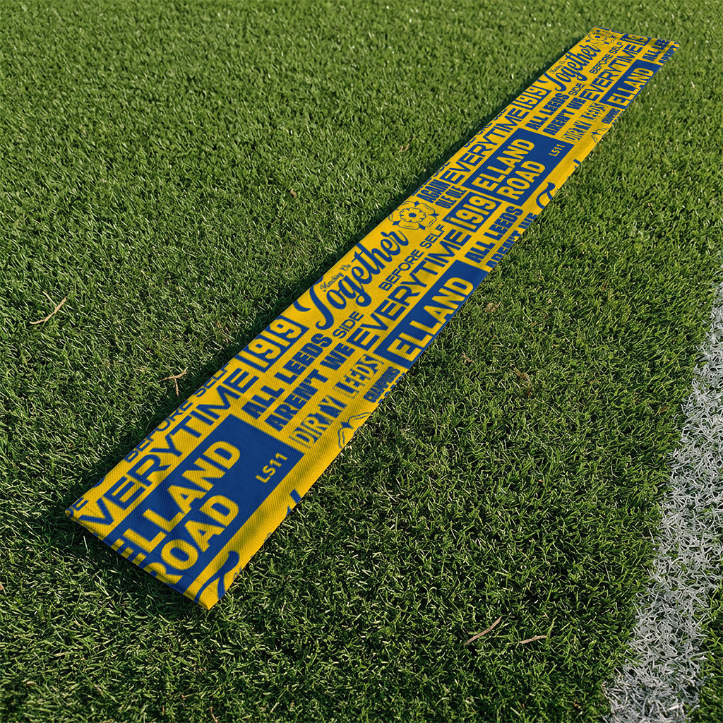 Leeds Word Montage - Knitted Eyelet Football Scarf