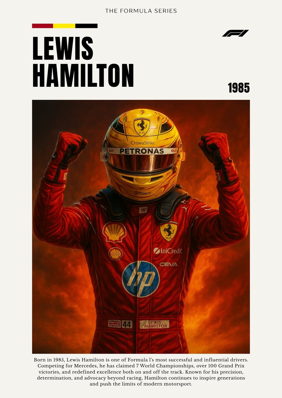Lewis Hamilton Poster - Formula 1 Inspired Print