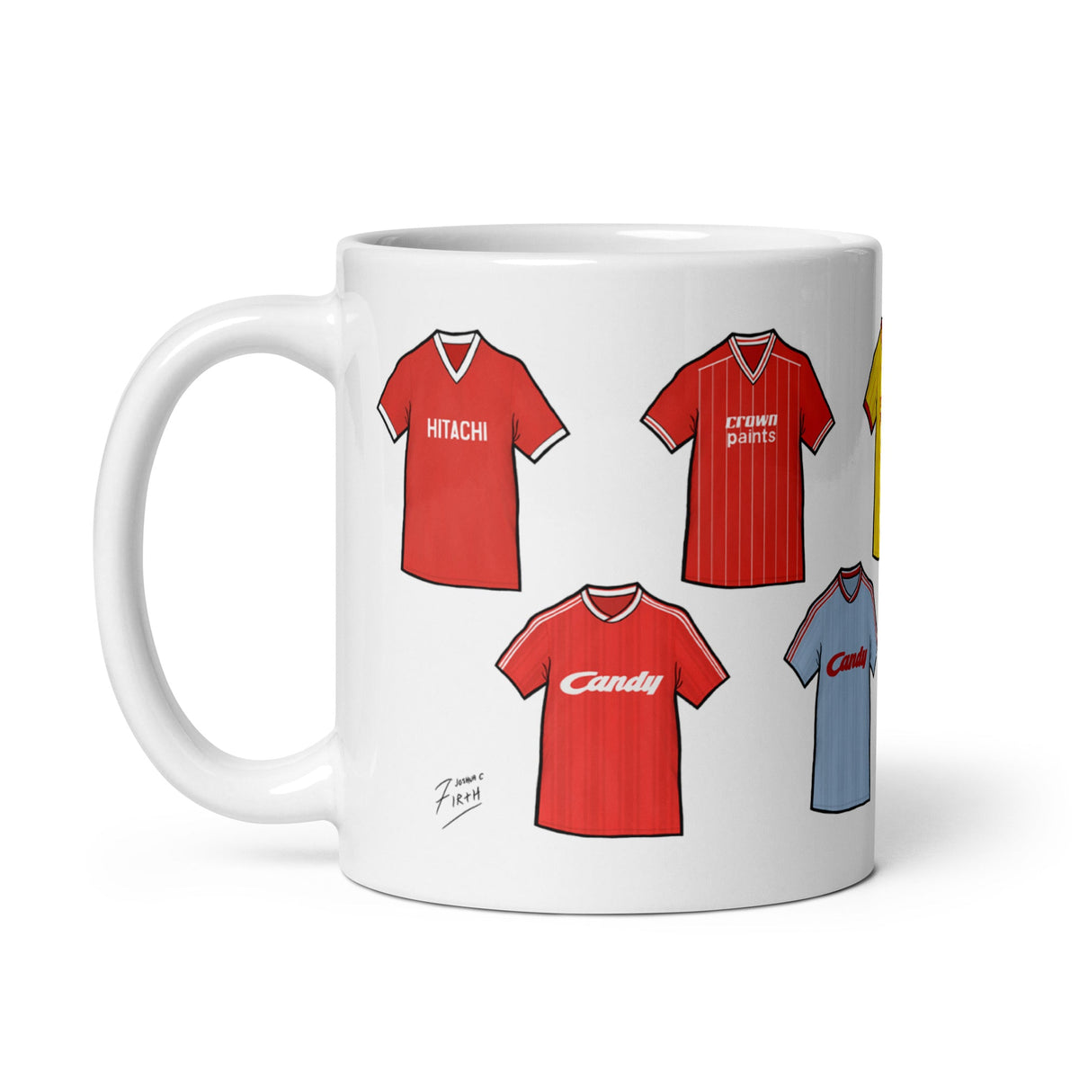 Liverpool Retro Shirts Illustrated Handmade Ceramic Football Mug
