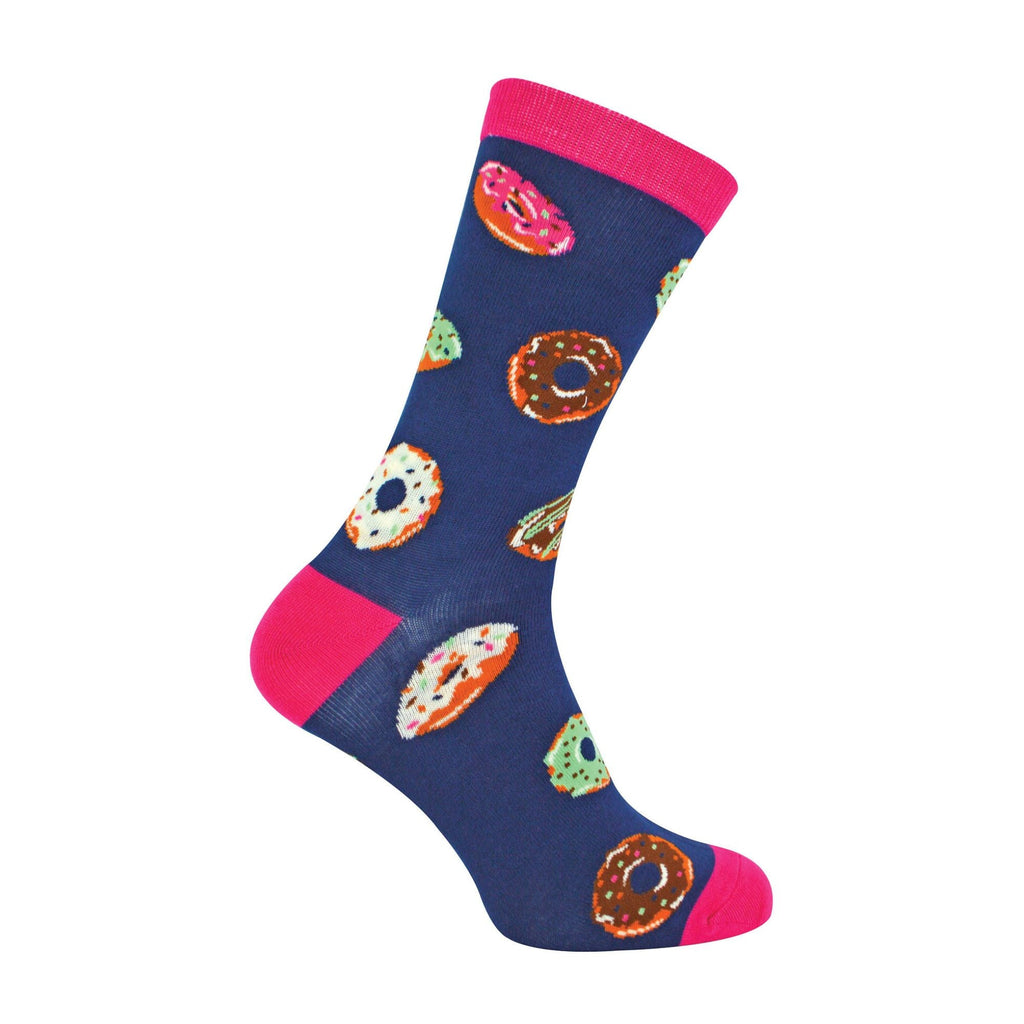 1 Pack Mens Novelty Navy Doughnut Bamboo Socks