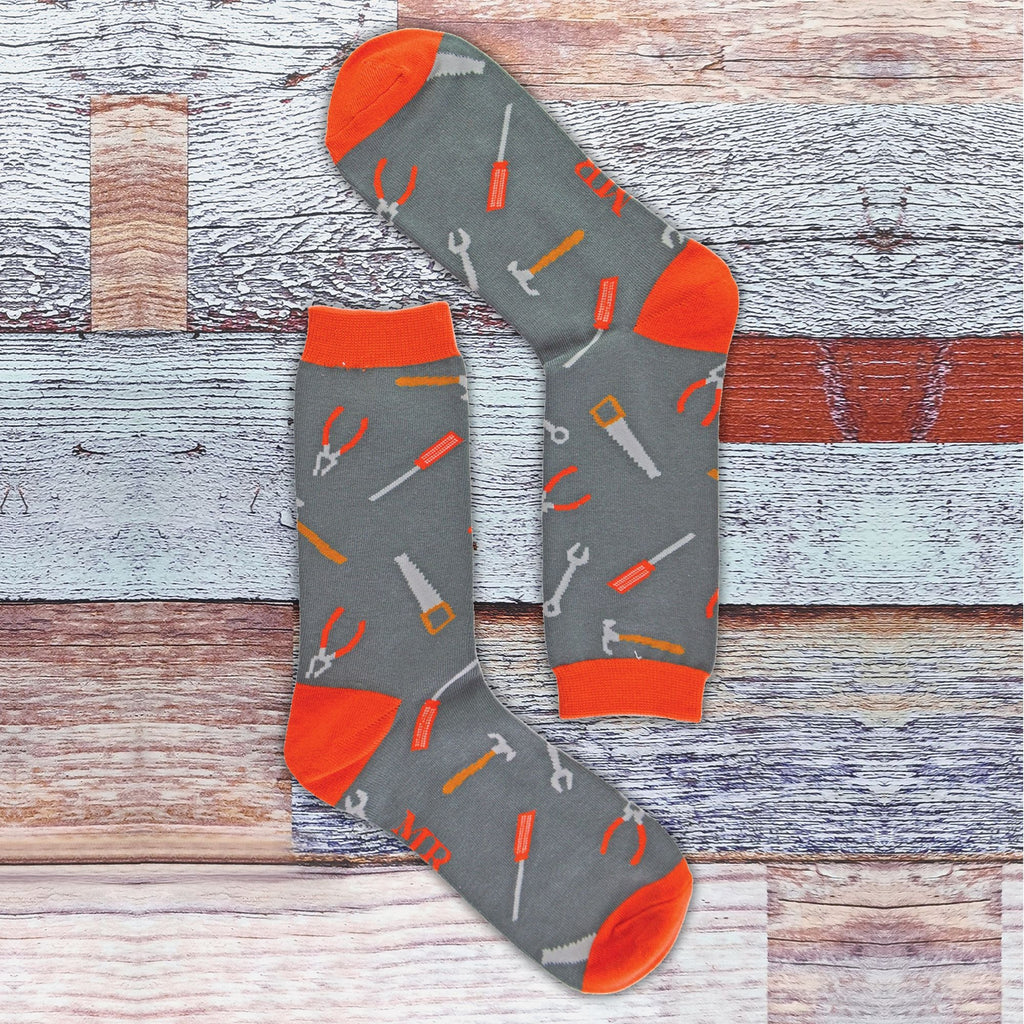 1 Pack Mens Novelty Grey Tools Bamboo Socks
