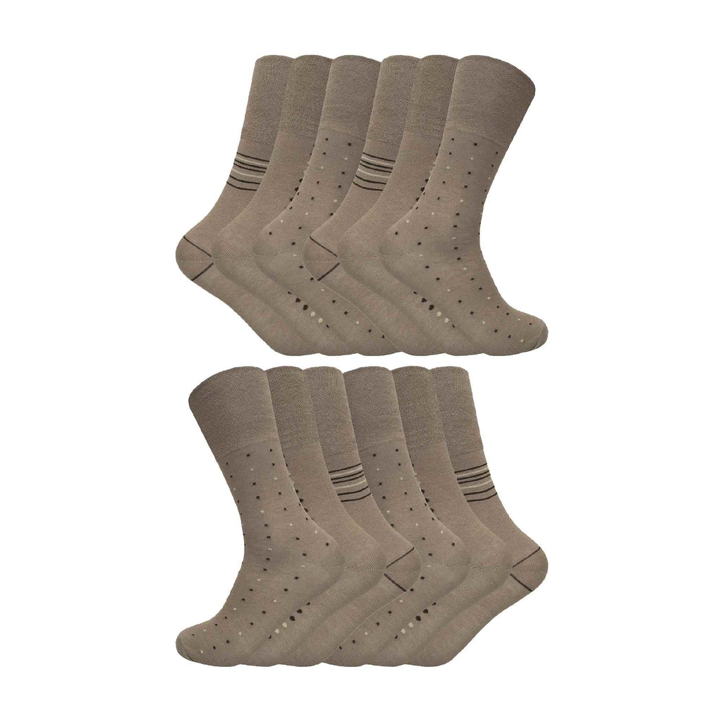 12 Pair Mens Loose Fitting Soft Top Bamboo Diabetic Friendly Socks