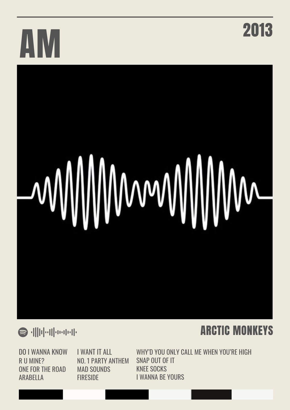 AM - Arctic Monkeys Inspired Album Track Poster