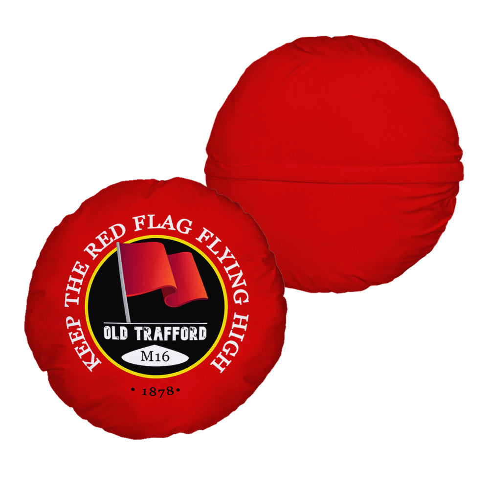 Manchester Red Red Flag - Football Legends - Circle Cushion 14"