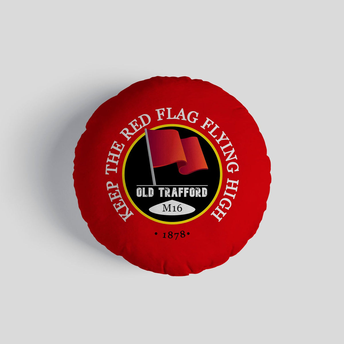 Manchester Red Red Flag - Football Legends - Circle Cushion 14"