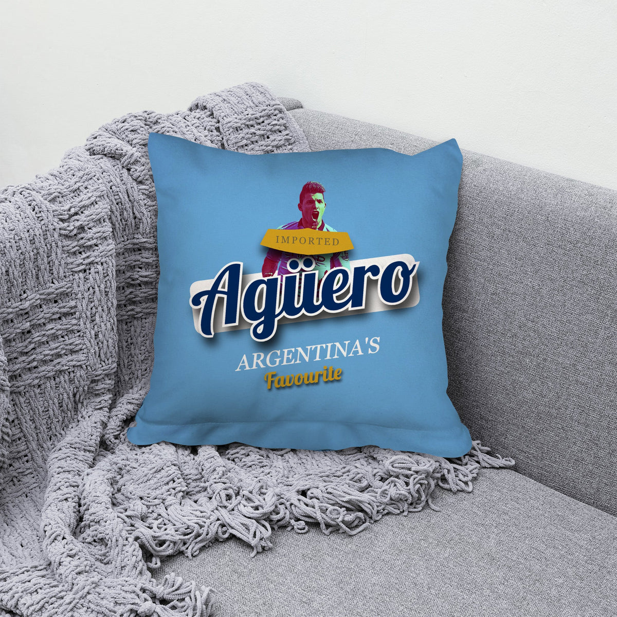 Manchester BlueAguero - Football Legends - Cushion 10"