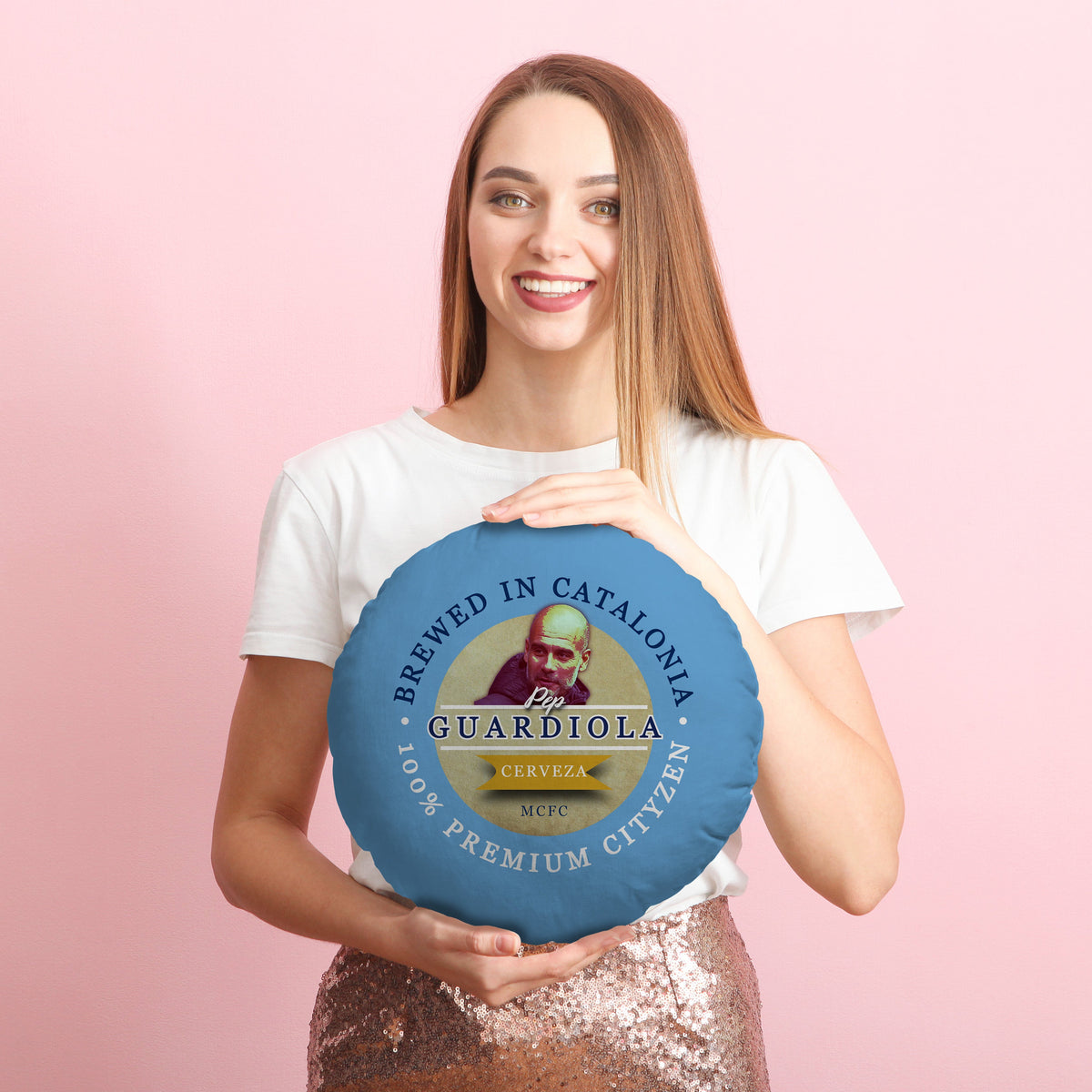 Manchester Blue Guardiola - Football Legends - Circle Cushion 14"