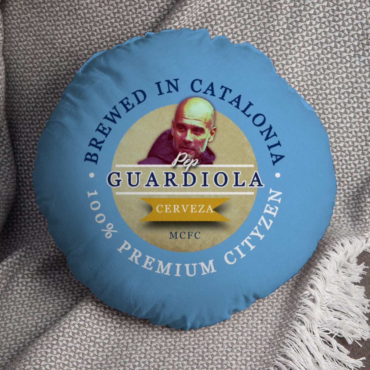 Manchester Blue Guardiola - Football Legends - Circle Cushion 14"