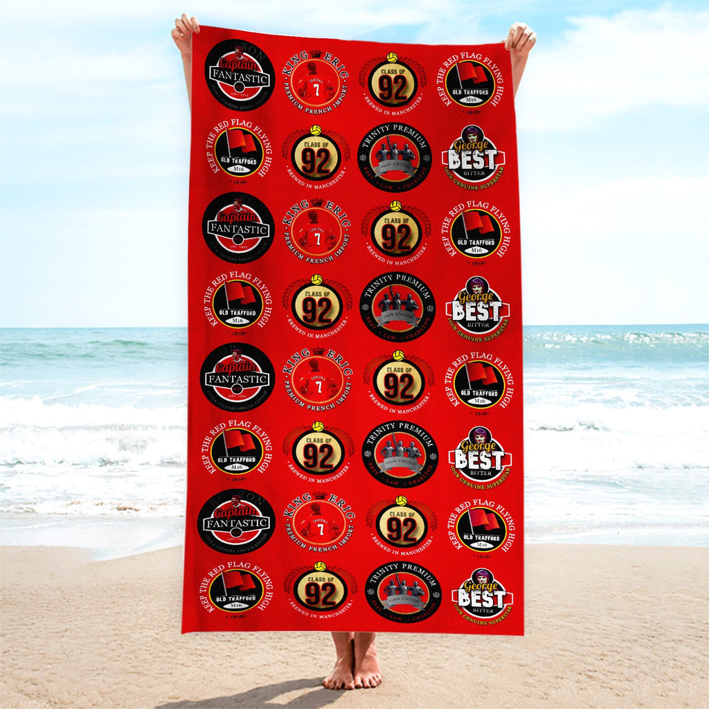 Manchester Red - Football Legends - Microfibre Beach Towel - 150cm x 75cm