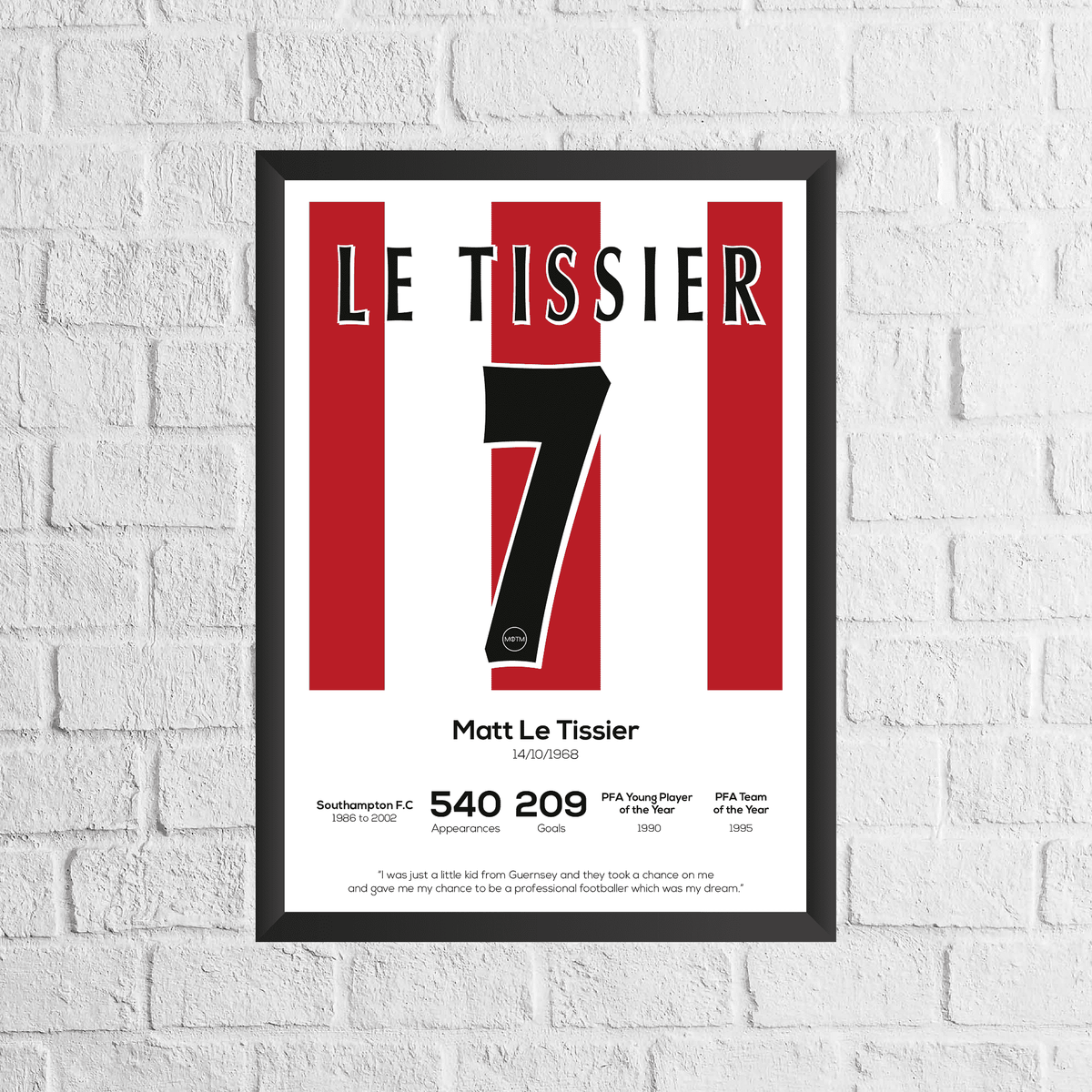 Matt Le Tissier Legend Stats Print