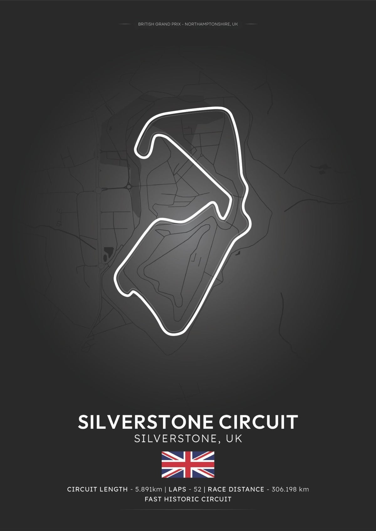 Silverstone Circuit Poster - Formula 1 Inspired Print