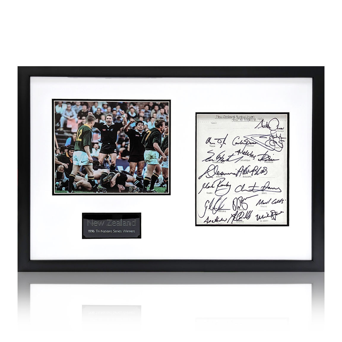 New Zealand All Blacks 1996 Signed Tour Sheet Deluxe Mount Frame