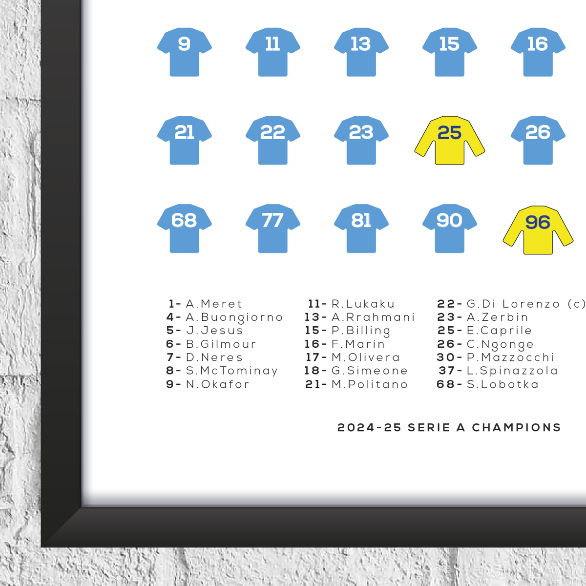 Napoli 2024/25 Serie A Winners Season Squad Print