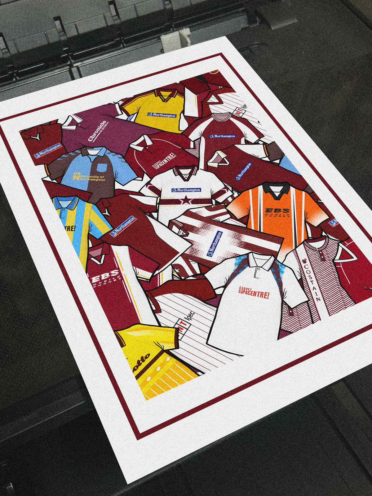 Northampton Kit Collage Retro Shirts Football Print