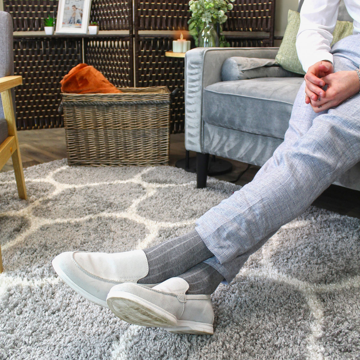 Mens Plain Coloured Cotton Rich Ribbed Dress Socks
