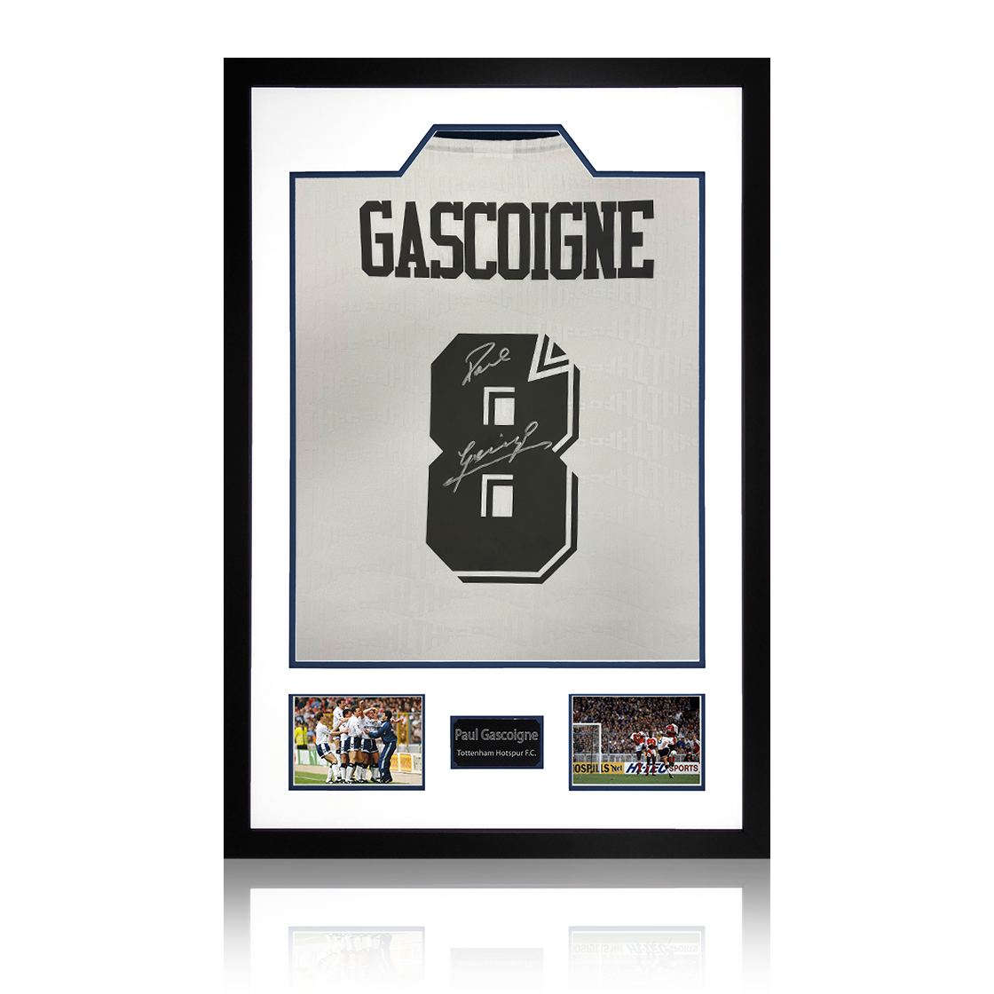 Paul Gascoigne Signed Tottenham Hotspur Shirt Premium Frame