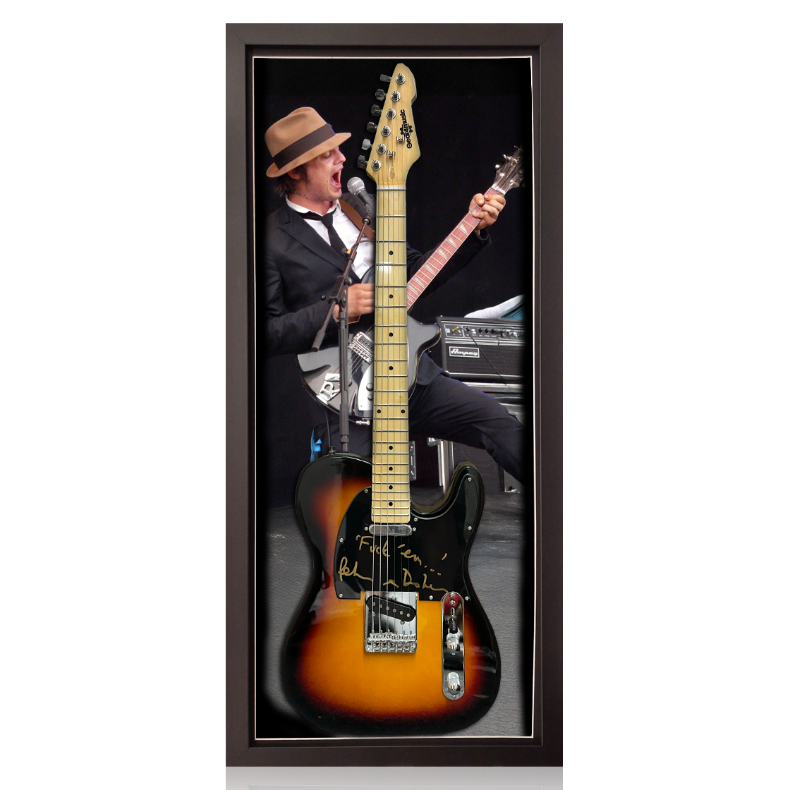 Pete Doherty Signed Guitar Frame (AFTAL Authentication)