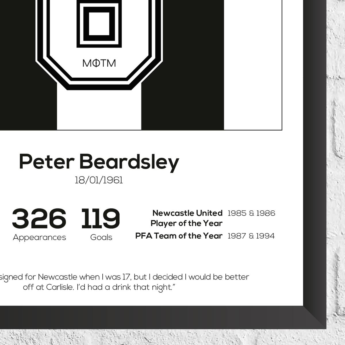 Peter Beardsley Legend Stats Print