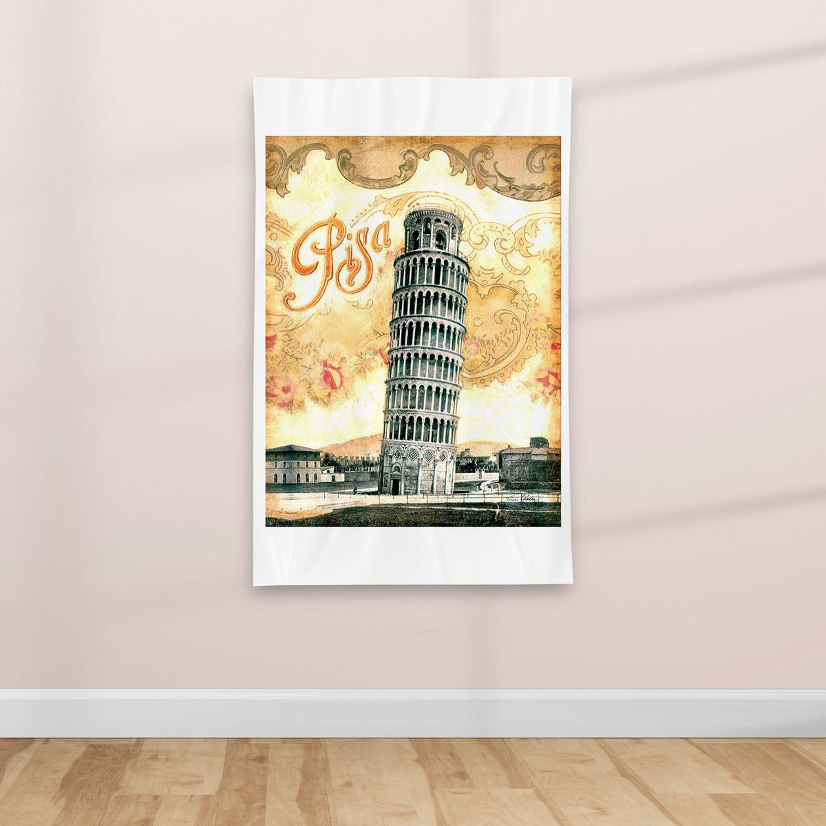 The Tower of Pisa - Vintage Travel poster - Textile Poster