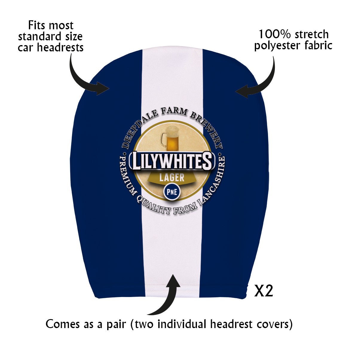 Preston Lilywhites - Football Legends - Headrest Cover