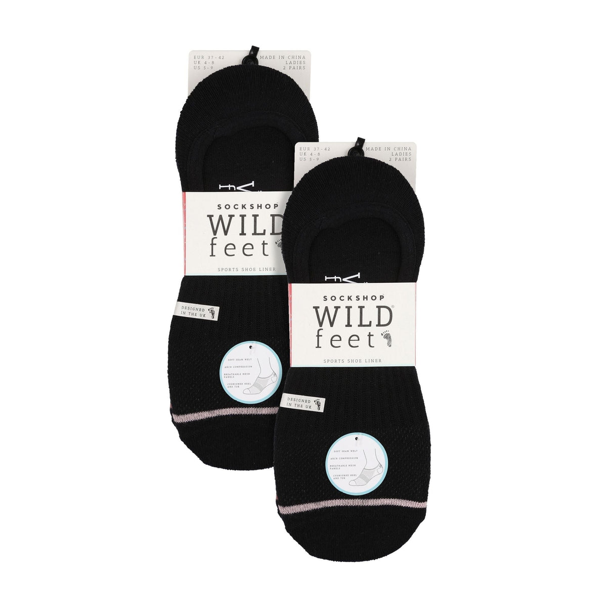 4 Pack Ladies Outdoor Athletic Socks in Black or White for Running & Walking