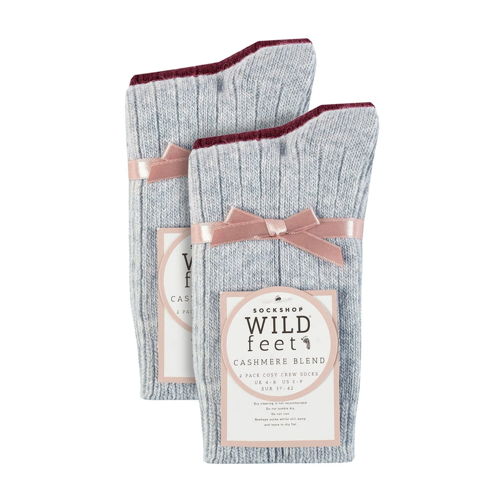 4 Pack Ladies Cashmere Boot Socks | Breathable Cozy Ribbed Wool Bed Socks