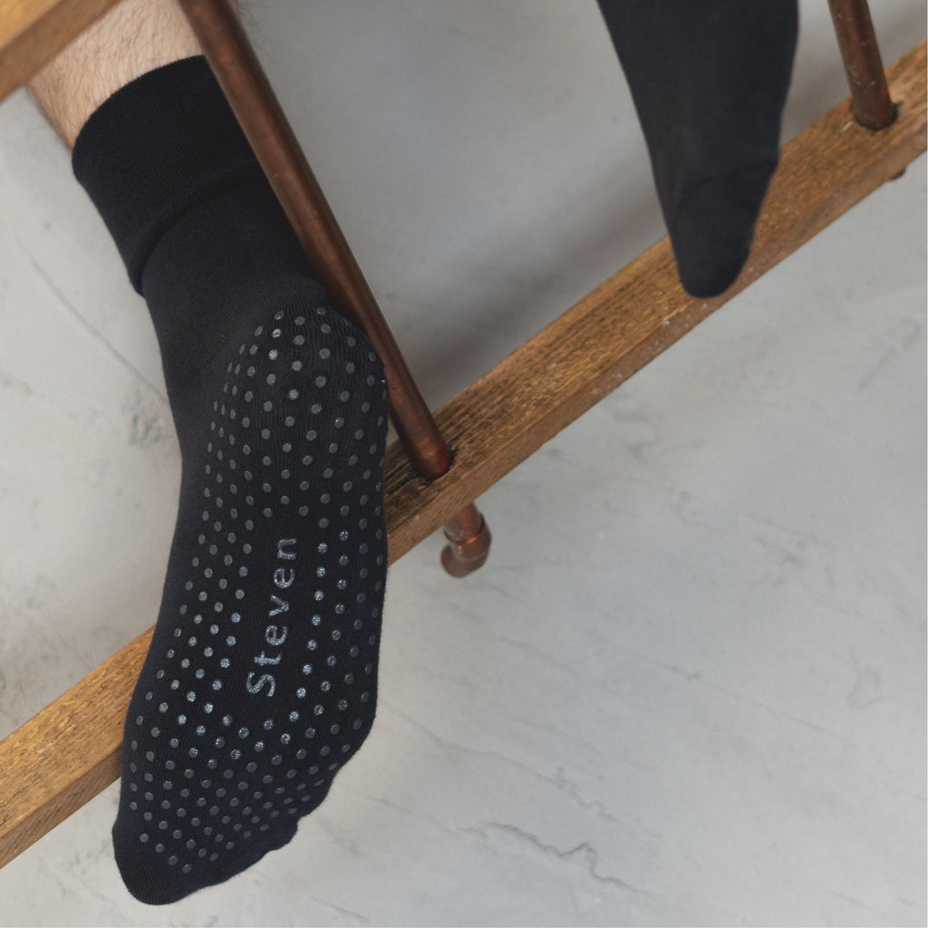 Mens Cotton Slipper Socks with Grippers