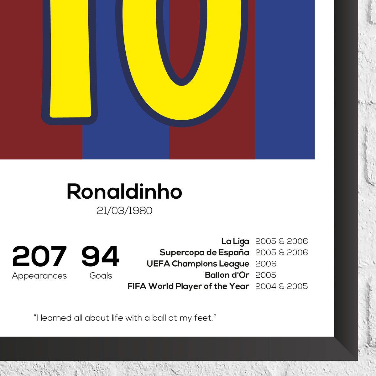 Ronaldinho Legend Stats Print